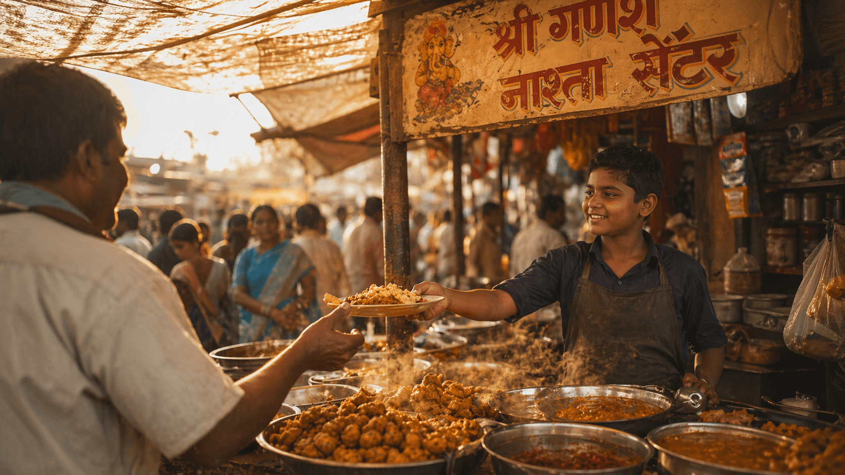 A small family food stall in a busy Indian local market - where the story began