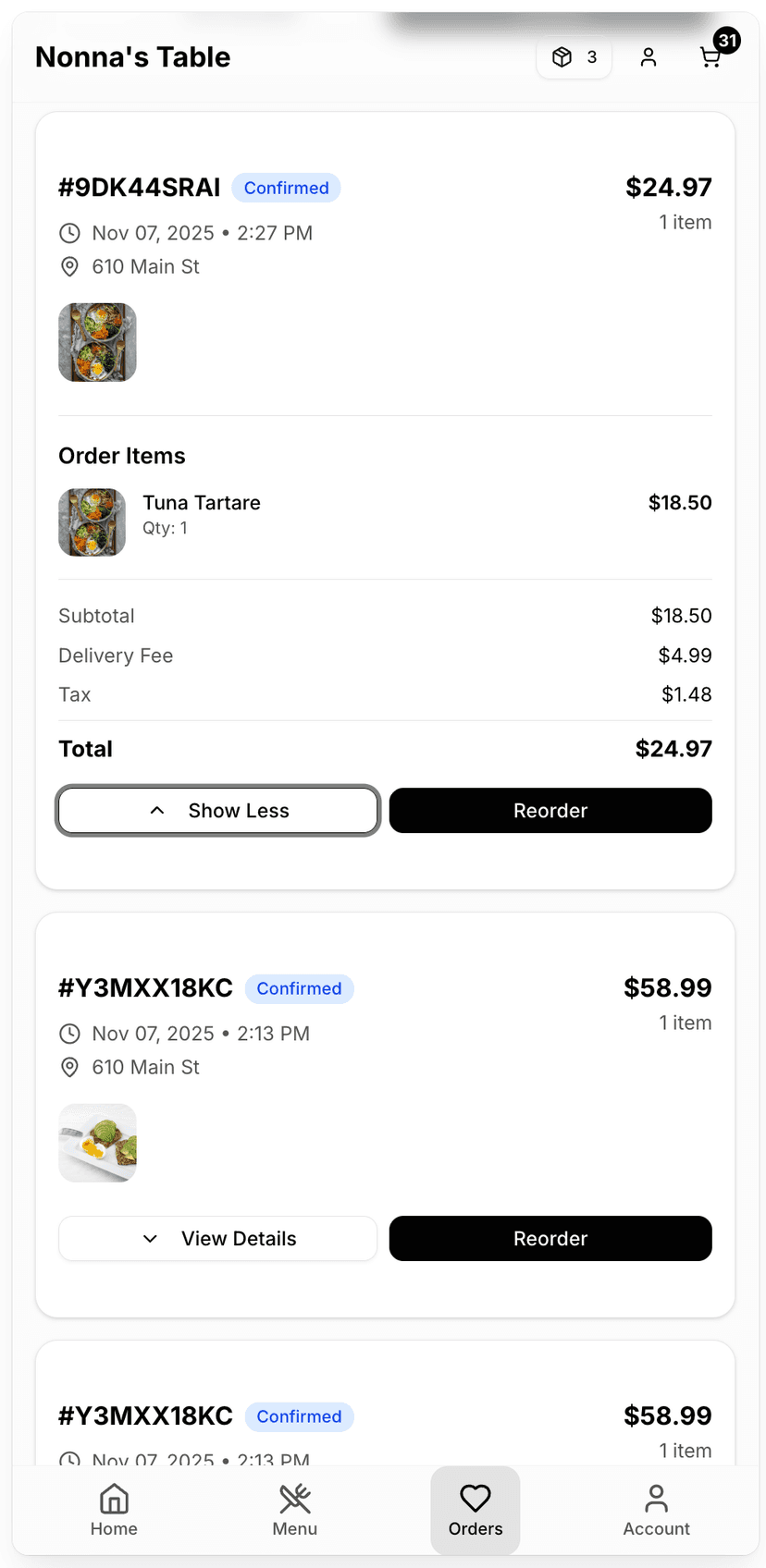 Expanded order detail view with refund, edit, and modifier controls accessible in one tap