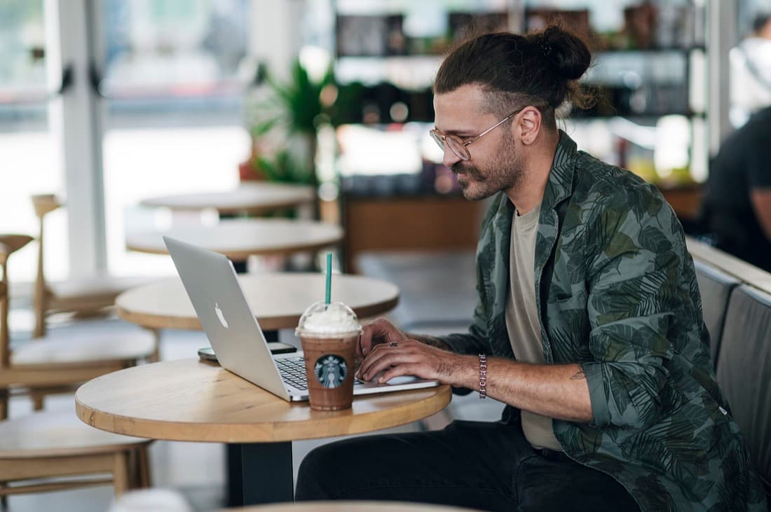 Writing an email campaign on a laptop
