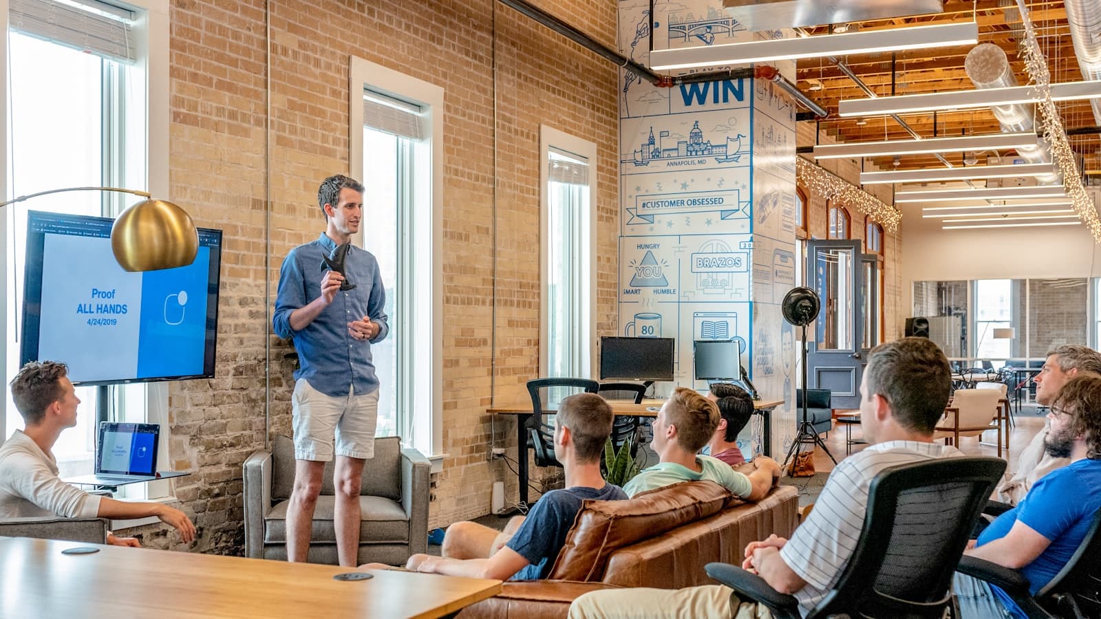 Restaurant marketing team reviewing campaign performance