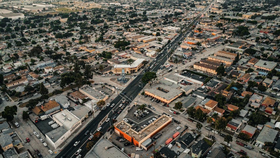 Corona aerial showing the Grand Boulevard circle and the 91/15 freeway interchange