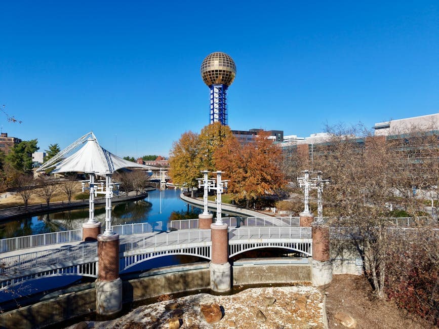 Knoxville skyline with the Sunsphere over Market Square and the Tennessee River