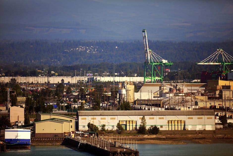 Tacoma skyline with the Museum of Glass cone and Commencement Bay container cranes in the distance