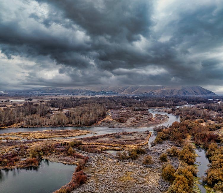 Yakima Valley with hop bines and apple orchards under the Cascade rain shadow