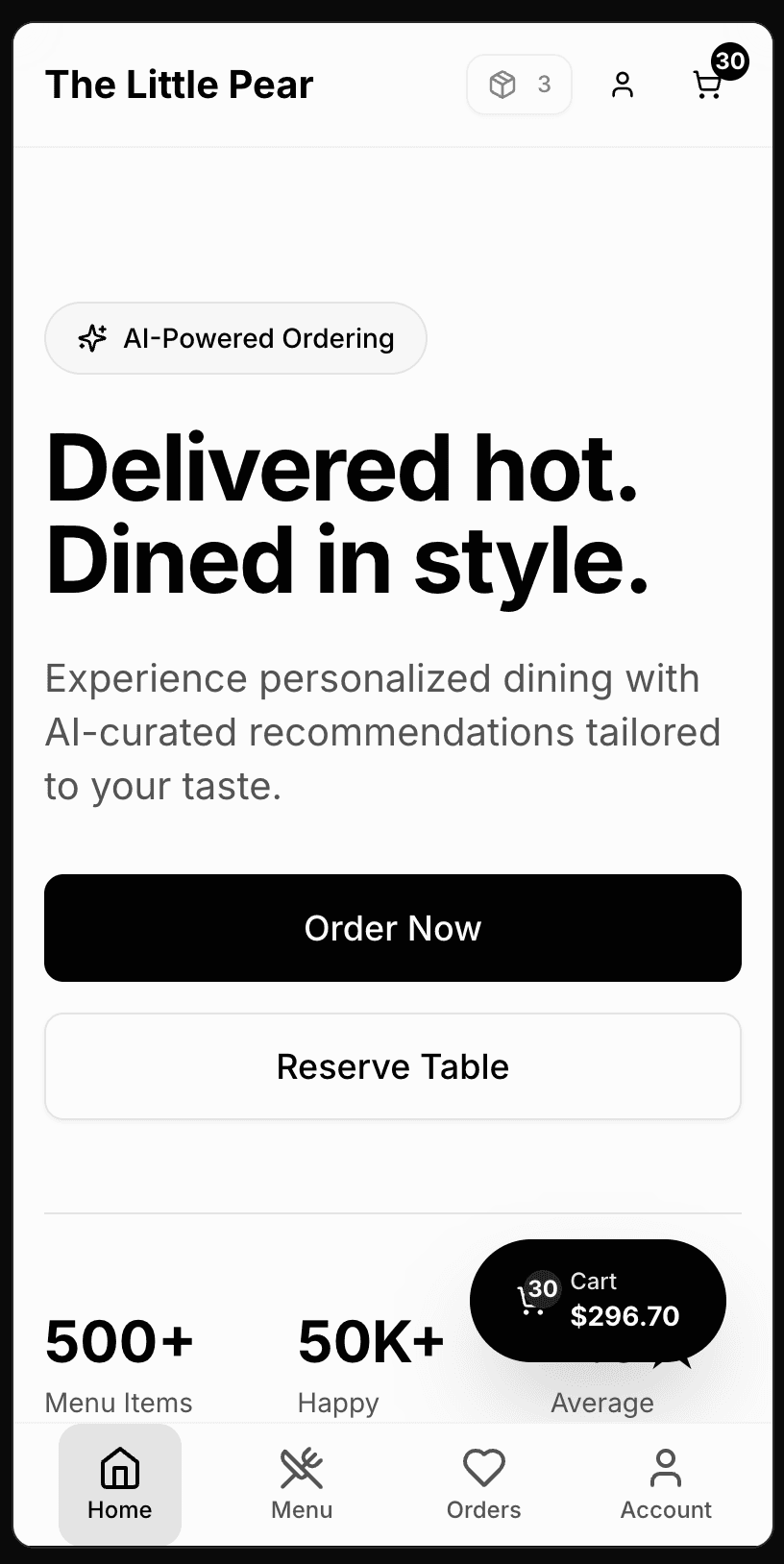 Nonna's homepage screen