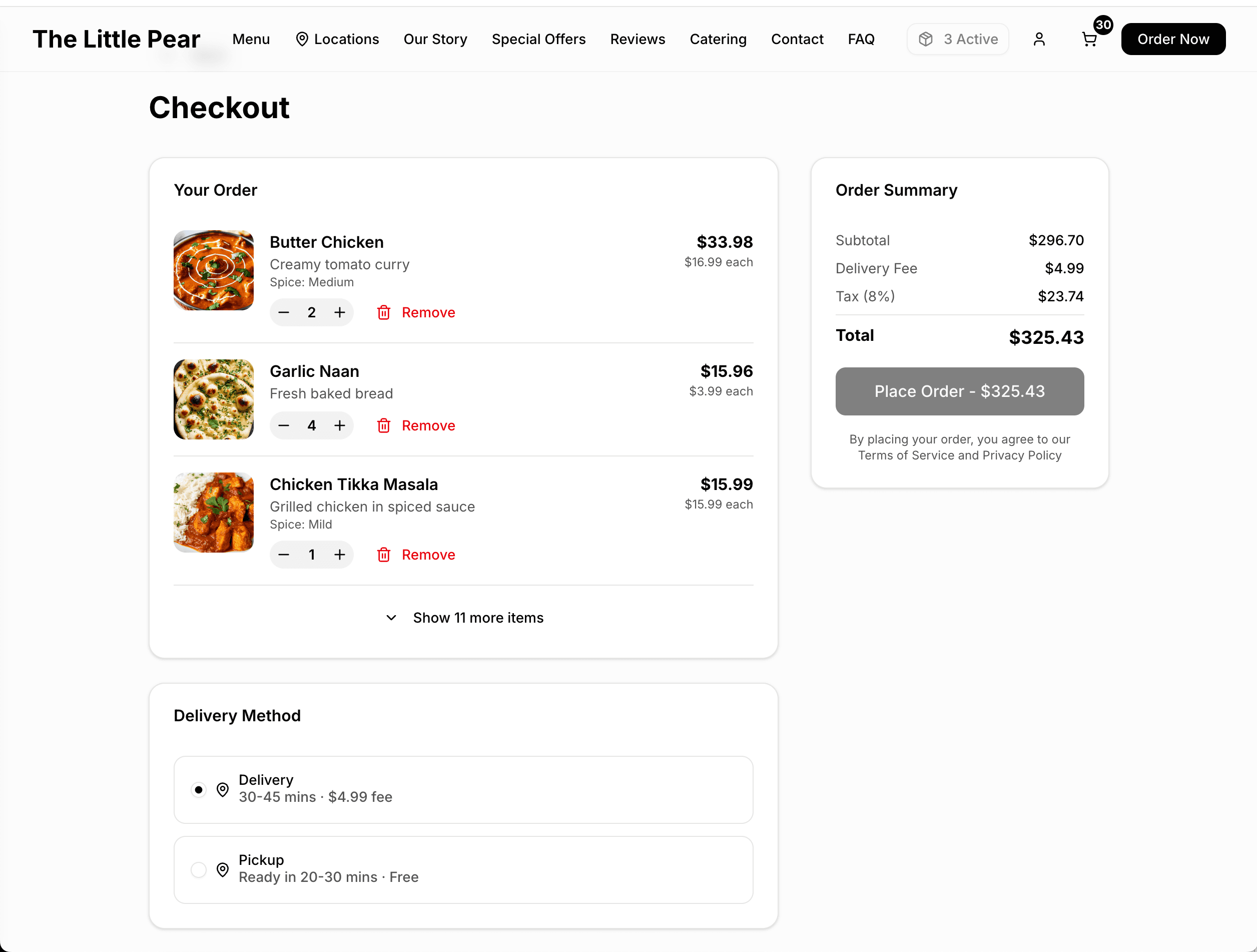 Checkout page