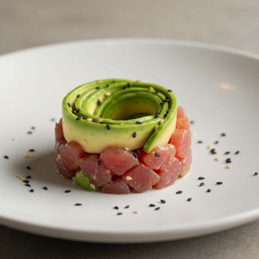 Tuna Tartare menu item, plain listing